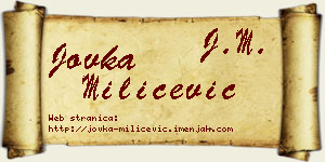 Jovka Milićević vizit kartica